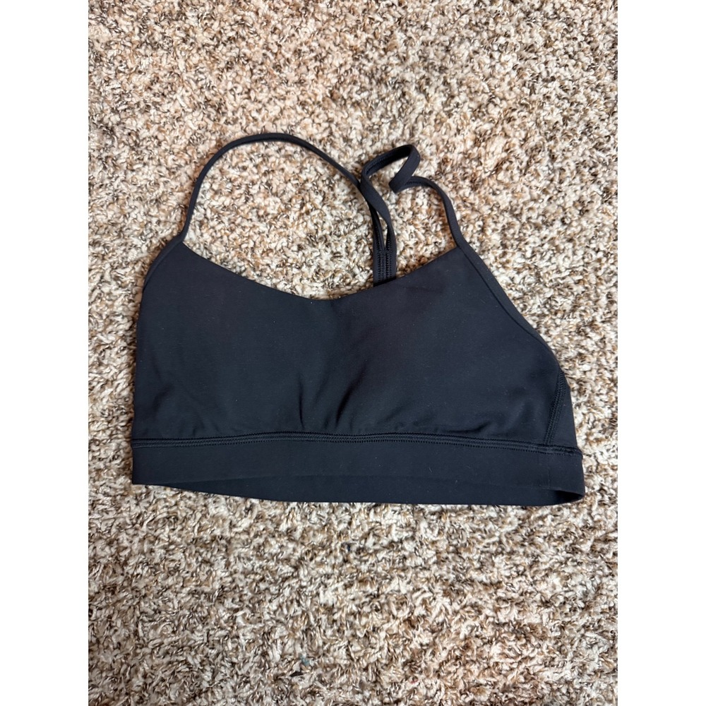 Lululemon Flow Y Bra Black Nulu Yoga Sports Bra Racerback Women Size 4